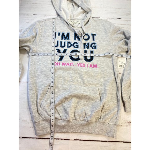 Wound Up Juniors Long Sleeve Graphic Hoodie Gray Womens Size XS NWT - Picture 5 of 7